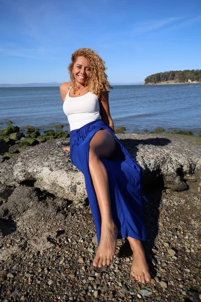 Photo Beautiful Brazilian Lady Beach — Stockfoto