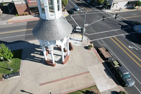 Aerial Photo Cone Kimball Plaza Clocktower Red Bluff California — Foto Stock