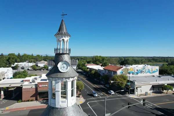 Aerial Photo Cone Kimball Plaza Clocktower Red Bluff California — Photo