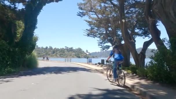 Biking Shoreline Trail Tiburon Calfornia America — Video Stock