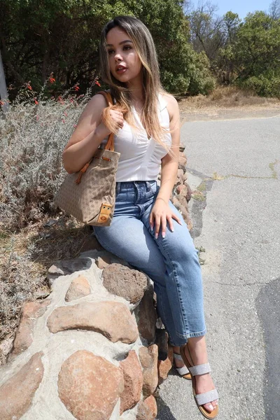 Photo Beautiful Lady Park Summer Day — Stock Photo, Image