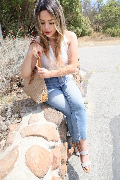 Photo Beautiful Lady Park Summer Day — Stock Photo, Image