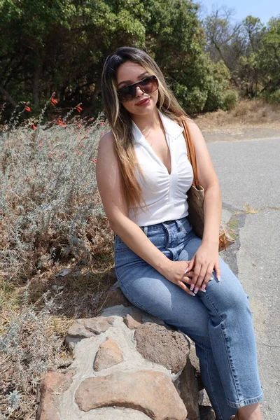 Photo Beautiful Lady Park Summer Day — Stock Photo, Image