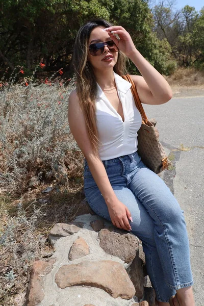 Photo Beautiful Lady Park Summer Day — Stock Photo, Image