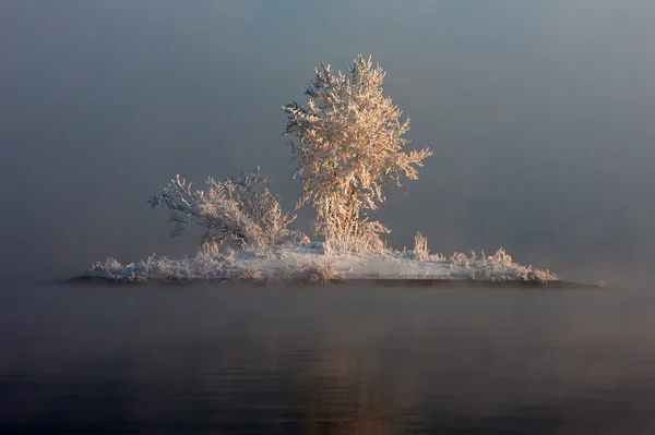 Uma ilha no nevoeiro — Fotografia de Stock