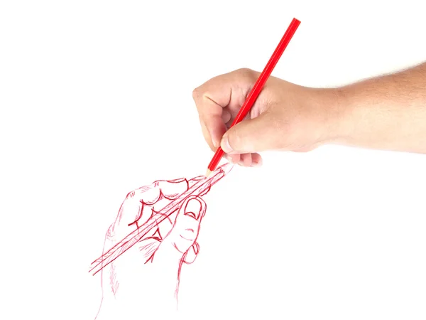 Human hand drawing a pencil picture — Stock Photo, Image