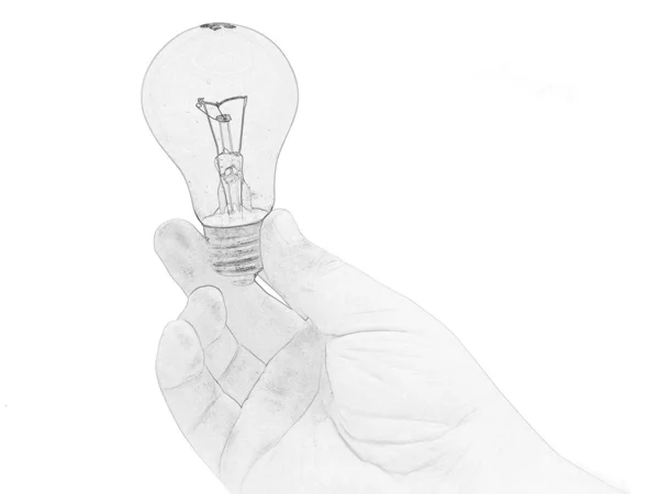 insan eli elinde yeşil bir ampul