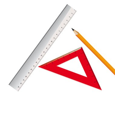 kalem ve iki rulers.vector illüstrasyon