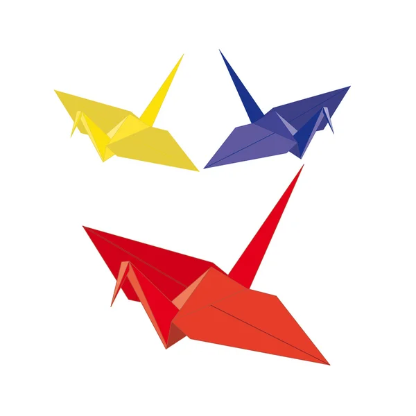 origamis. paper.vector resimde üç kuşlar