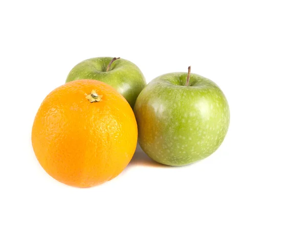 Fruit composition, green apples and orang — Stock Photo, Image