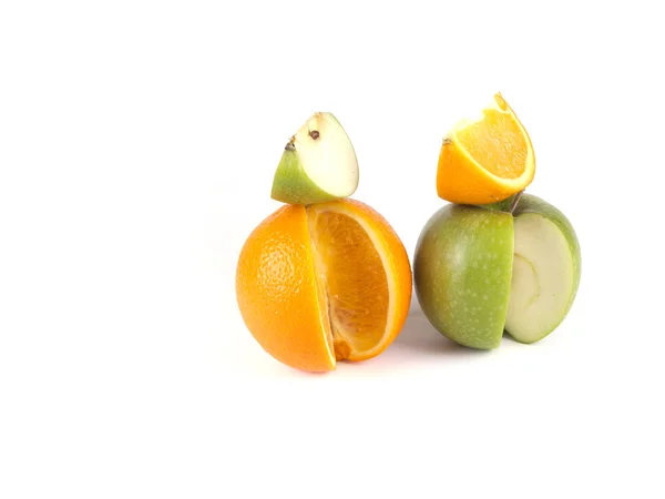 Fruit composition of apple and orange — Stock Photo, Image