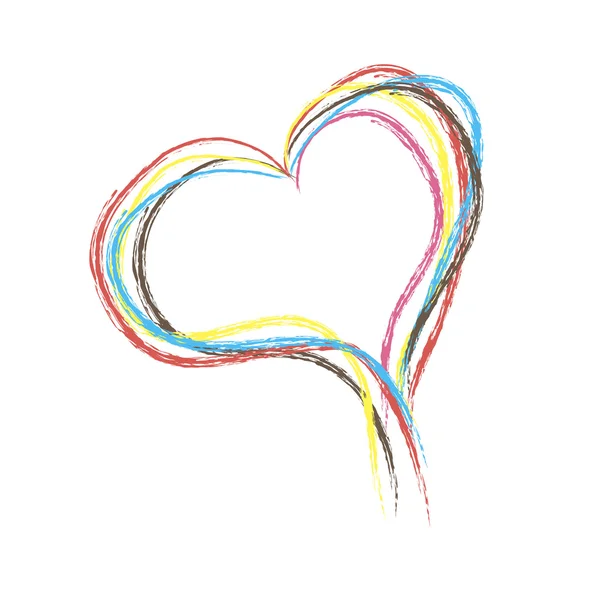 Stract szív készült színes vonalak. Vektoros illusztráció — Stock Vector