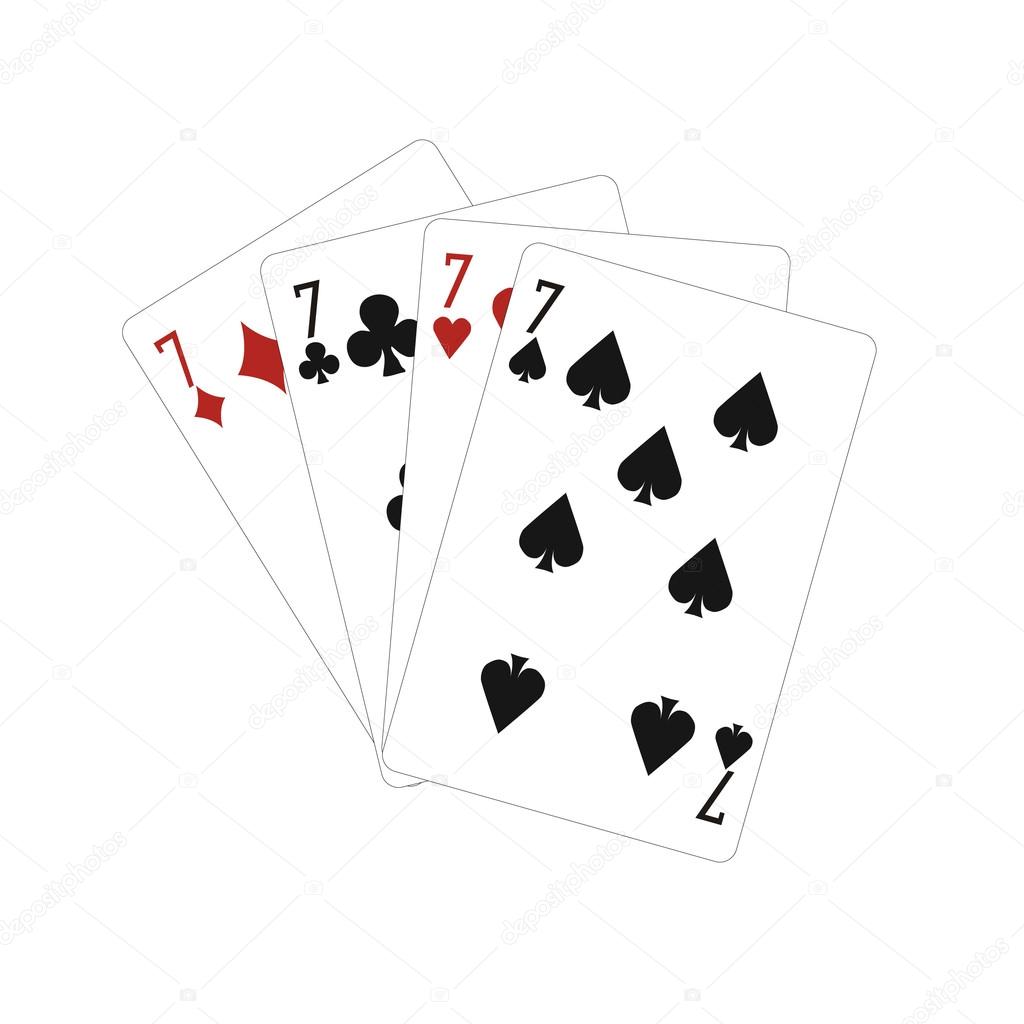 Composition of four playing cards. Vector illustration