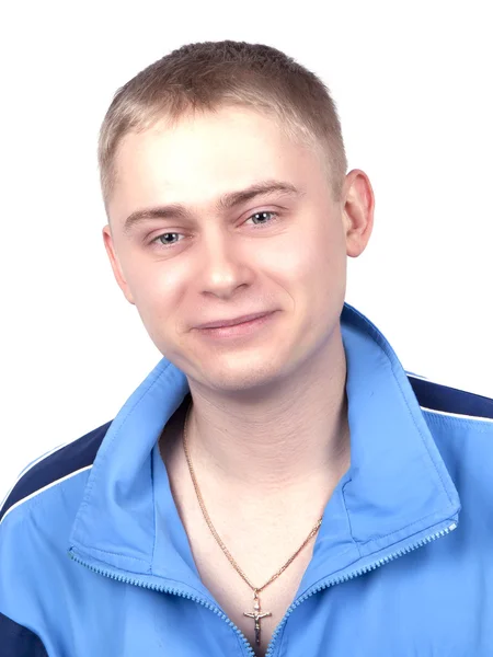 Young man blue track suit — Stock Photo, Image