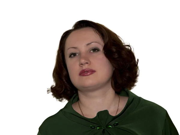 Porträtt av en flicka i en grön klänning — Stockfoto