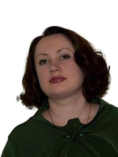 Portrait of a girl in a green dress — Stock Photo, Image