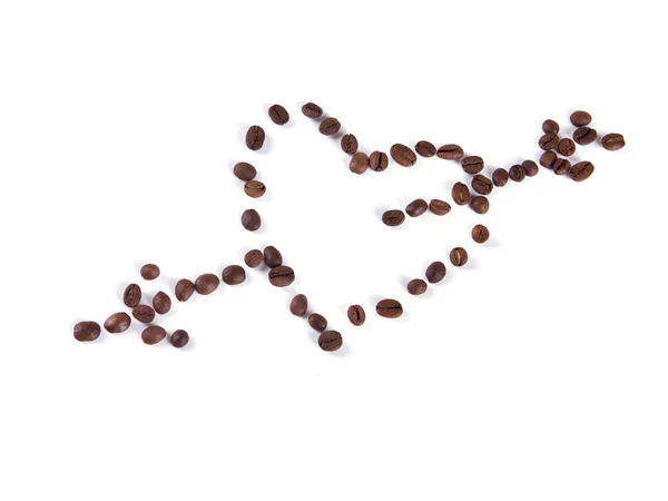 Composition of coffee beans in the form of heart — Stock Photo, Image