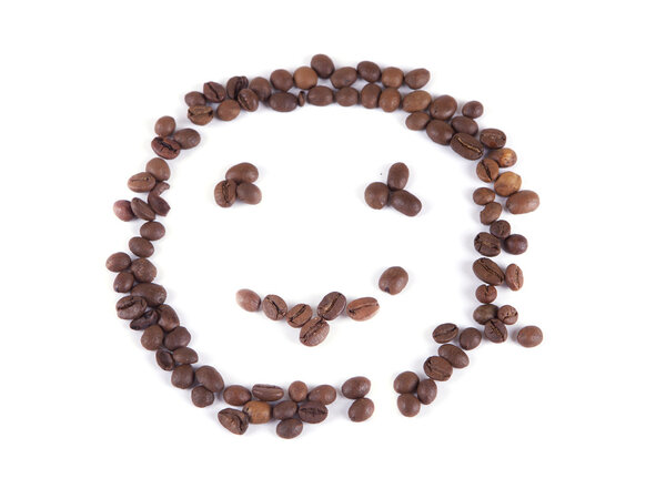 composition of coffee beans in the form of a smiley