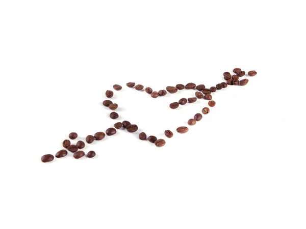 Состав кофейных зерен в форме сердца — стоковое фото
