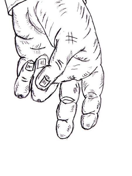Rysunek ołówkiem. ludzką ręką — Zdjęcie stockowe