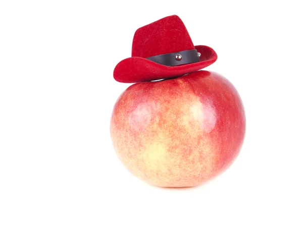 Gyümölcs alma és piros kalap összetétele — Stock Fotó
