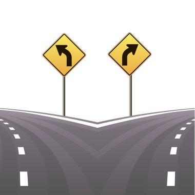 işaretler ve Asfaltlı road.vector illüstrasyon