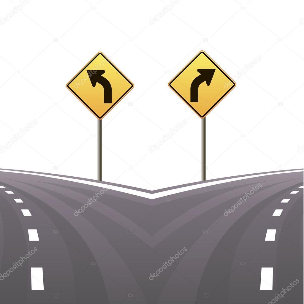 signs and asphalted road.Vector illustration