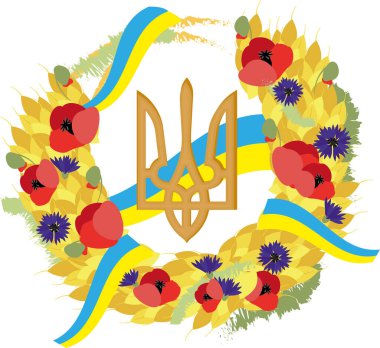 Ukrayna çelengi, bitkin, siyah diken, gelincikler, mısır çiçekleri, mızrak