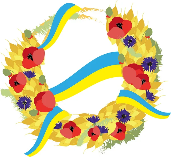 Ukrainian Wearth Weath Blackthorn Poppies Cornflowers — стокове фото