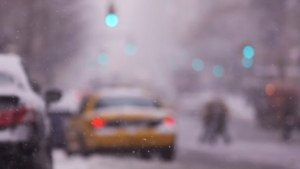 Largo tiro de nieve invierno Nueva York (estático - día ) — Vídeos de Stock