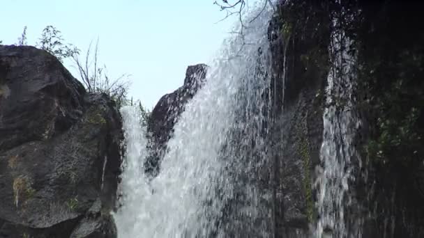 Střední záběr bublající balvan v kaskádě (statické - den) — Stock video