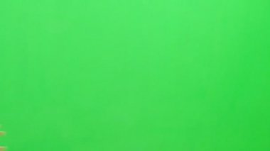 Yeşil TV stüdyosundaki palyaço - Çekimler dizisi.