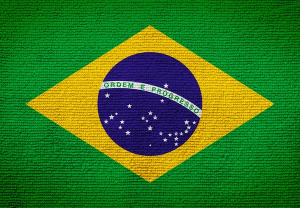 生地の質感にブラジルの国旗 — ストック写真
