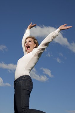 şanslı bir atlama kadın