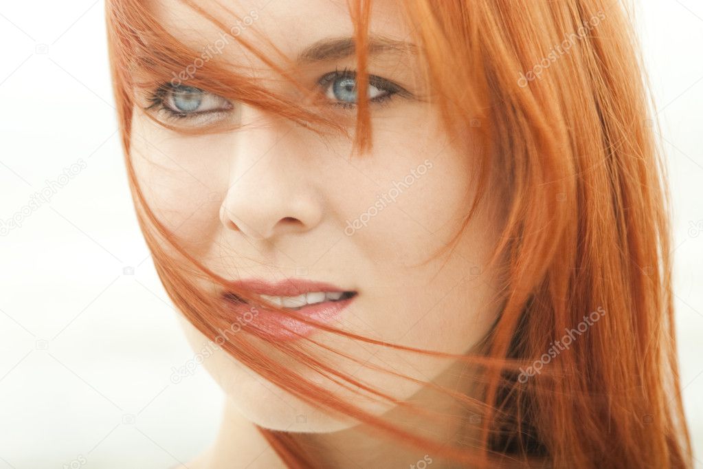 Beautiful face redhead girl
