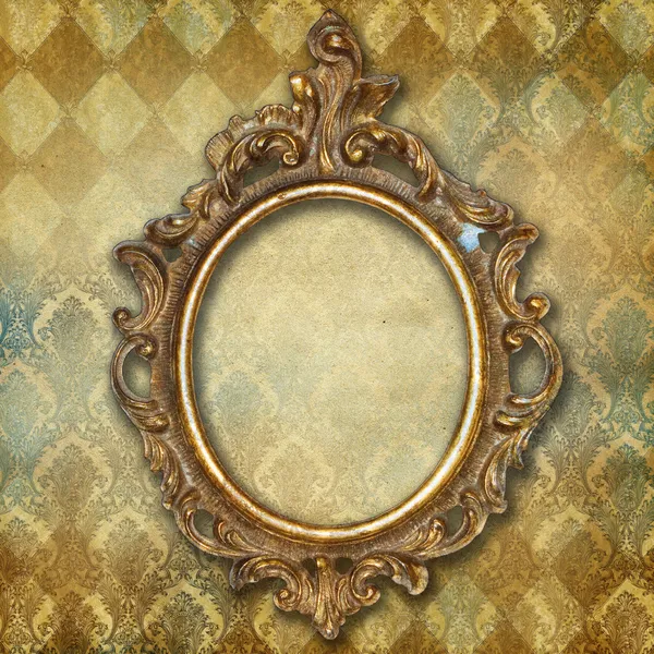 Vintage grunge Background with golden frame — Stock Photo, Image