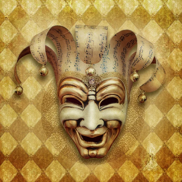 Vintage grunge Background with venetian mask — 图库照片