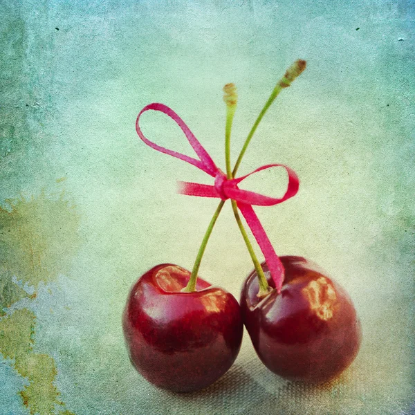 Vintage background with cherries — Stock Photo, Image