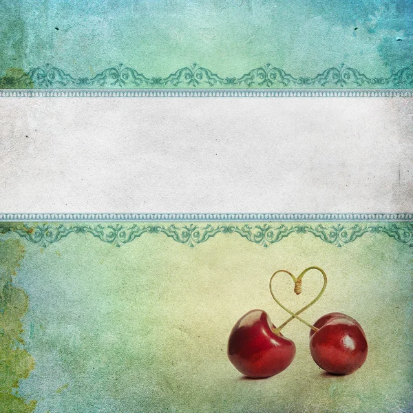 Vintage background with cherries — Stock Photo, Image