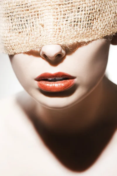 Beautiful woman blindfolded — Stock Photo, Image