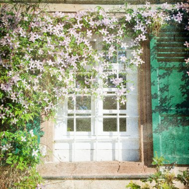 Shabby Chic Background with window and flowers clipart