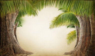 Dreamy palm tree landscape background clipart