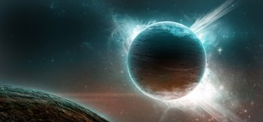 yıldızlı bir arka planda gezegenler