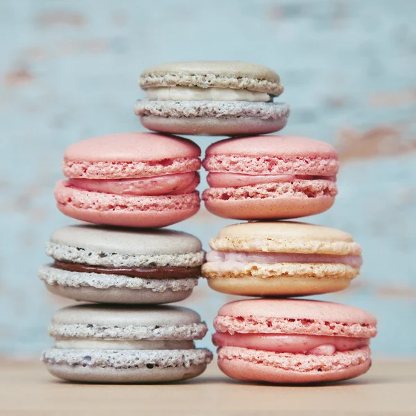 Shabby chic bakgrund med macarons — Stockfoto