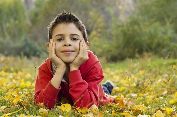 Kind genieten van de mooie herfst — Stockfoto