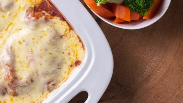 Filet Parmigiana Plat Typiquement Italien Brésilien Avec Viande Sauce Tomate — Video