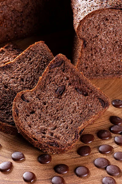 Chleb Pełnoziarnisty Naturalnej Fermentacji Wiórów Kakaowych Czekoladowych — Zdjęcie stockowe