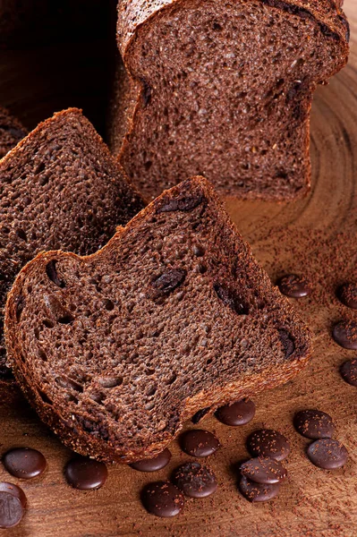Chleb Pełnoziarnisty Naturalnej Fermentacji Wiórów Kakaowych Czekoladowych — Zdjęcie stockowe