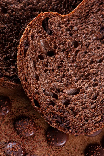 Pão Integral Fermentação Natural Com Pedaços Cacau Chocolate — Fotografia de Stock