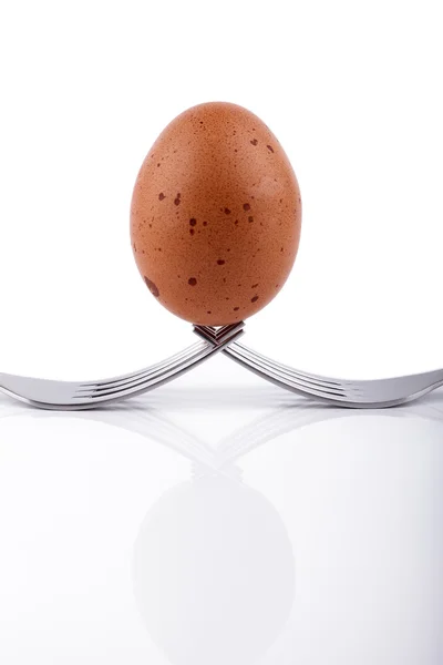 Egg between two forks — Stockfoto